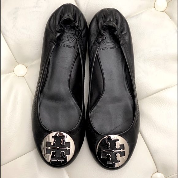 Tory Burch Shoes - Tory Burch Reva Leather Ballerina flat black